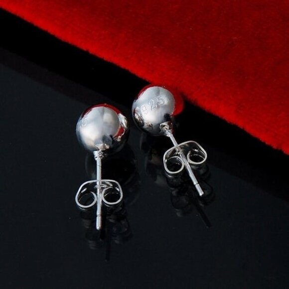 Silver Plated Ball Stud Earrings - Picture 1 of 6